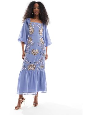 Maya – verziertes midaxi-kleid - Blau