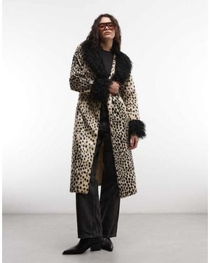 Reclaimed Vintage Faux Fur Mix Trim Coat - Multicolour