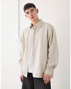 Collusion Oversized Long Sleeve Shirt - Natural