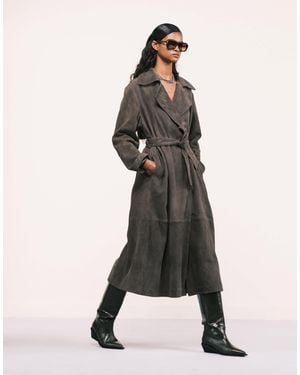 ASOS Premium Suede Trench Coat - Green