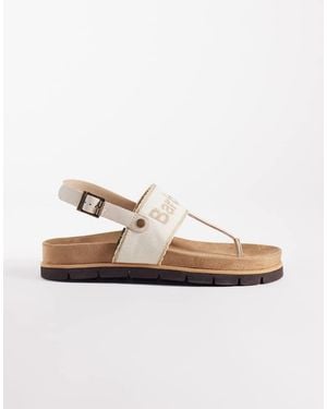 Barbour Lumley Toe Post Logo Sandals - White