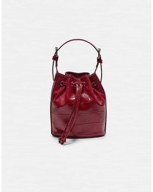 Stradivarius Mock-Croc Bucket Bag - Red