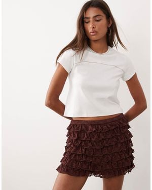 ASOS Layered Lace Ruffle Micro Shorts - White