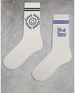 ASOS 2 Pack Socks With No Stress Artwork - Gray