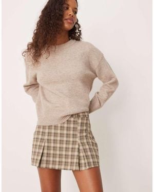 ASOS Tailored Box Pleat Mini Skort - Natural