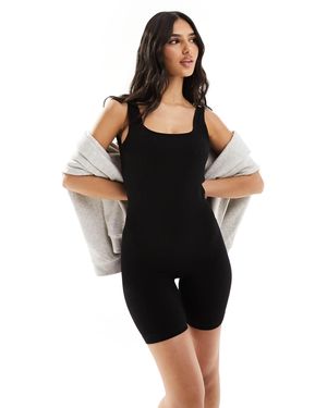 4505 Seamless Square Neck Unitard With Inner Bra - Black