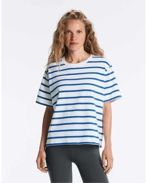 Oysho Boxy Short-sleeved Cotton Blend T-shirt - Blue
