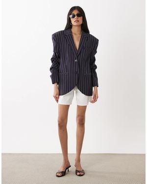 WeWoreWhat Cinched Sleeve Boxy Blazer - Blue