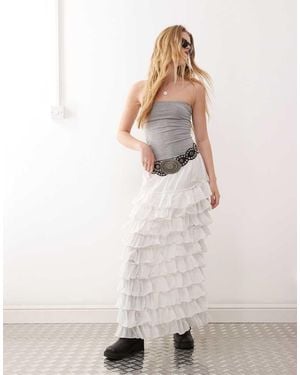 Weekday Frill Hem Maxi Skirt - Natural