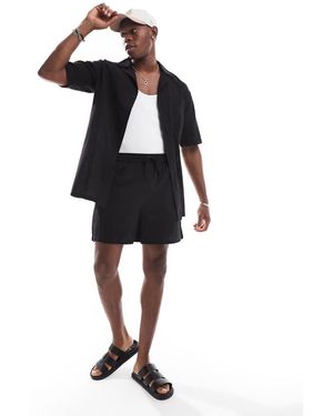 Sol Beach Strandshort Met Textuur En Trekkoord - Zwart