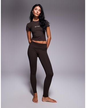 4505 Yoga Fold Over Waist leggings - Brown