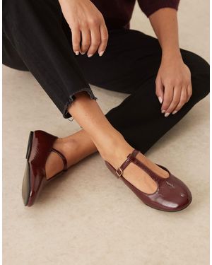 Asos Design Wide Fit Latham Mary Jane Ballets - Brown