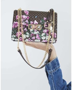 River Island Floral Monogram Panelled Shoulder Bag - White
