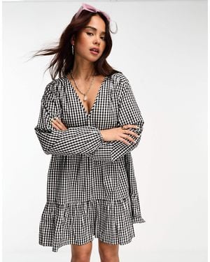 esmé studios Esmee Exclusive Beach Tiered Smock Mini Summer Dress - Gray