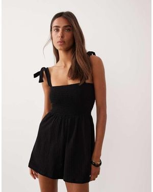 Miss Selfridge Tie Shoulder Playsuit - Black