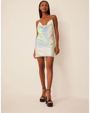 NA-KD Vestido Corto Con Cuello Halter Y Estampado Efecto Acuarela De - Neutro