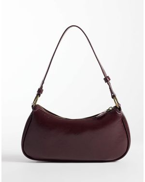 Mango Teen sac porté épaule en imitation cuir bordeaux - Violet