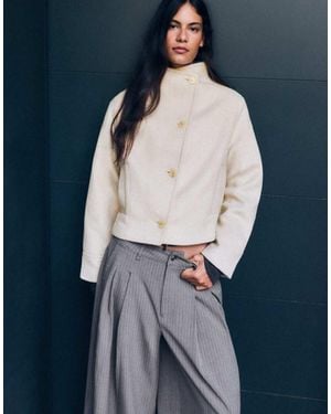 Bershka Cropped Jack Met Viltlook En Overslag - Blauw