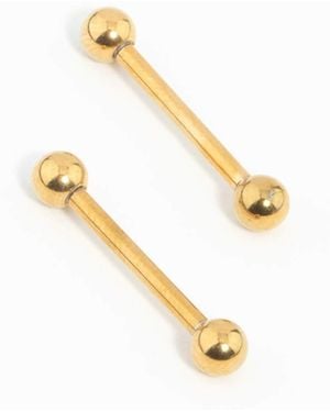 Lovisa Pack De 2 Piercings Para Pezones Dorados Con Esferas Lisas De Acero Quirúrgico Chapado En Oro - Metálico