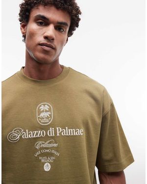 ASOS Super Heavyweight Boxy Oversized T-shirt With Front Text Print - Brown