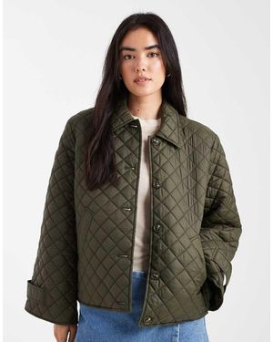 Vero Moda Button Down Quilted Jacket - Brown