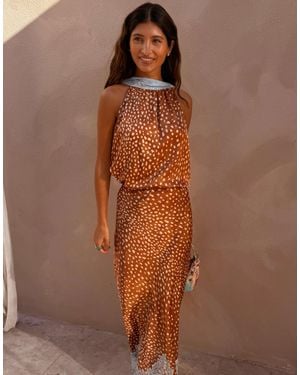 Never Fully Dressed Sleeveless Halter Neck Top Co-Ord - Brown