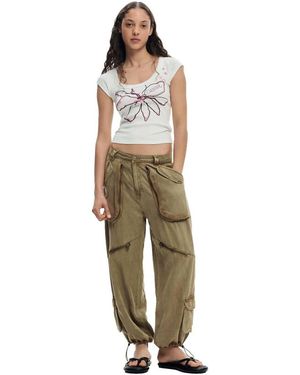 Desigual Fitted Flower T-Shirt - Natural