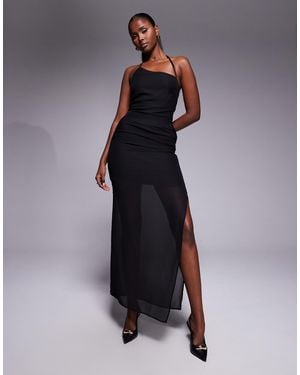 Fashionkilla Robe longue dos nu en mousseline à dos ouvert avec laçage et ourlet transparent - Bleu