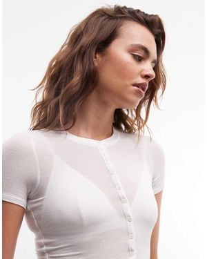 Weekday T-Shirt Serafino A Maniche Corte Sporco - Bianco