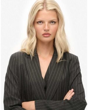 Superdry Pinstripe Boyfriend Blazer - Black
