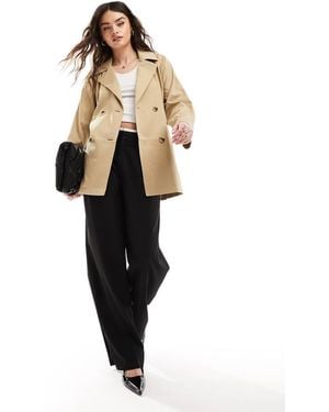 Vila Gabardina Corta Color Camel De -Beis Neutro