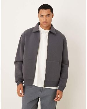 ASOS Boxy Oversized Zip Through Harrington Jacket - Grey