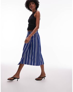 ARKET Linen Wrap Beach Midi Skirt - Blue