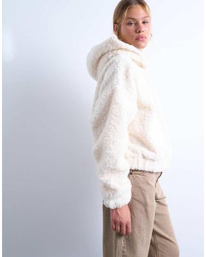 TOPSHOP Sudadera Extragrande Con Capucha De Borreguito De -Blanco
