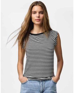 Pieces Cap Sleeve Top - Black