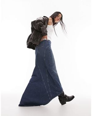 TOPSHOP Denim Fishtail Maxi Skirt - Blue