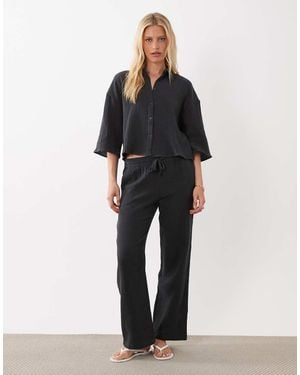 Jdy Wide Leg Cheesecloth Trousers Co-ord - Black