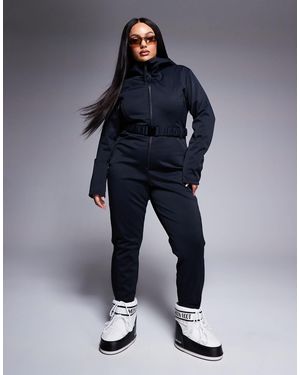 ASOS 4505 Ski & Snow 4505 Curve Ski Belted Ski Suit With Skinny Legs And Hood - Blue