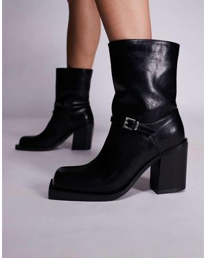 Public Desire Botines Negros De Tacón Con Puntera Cuadrada Dusty De