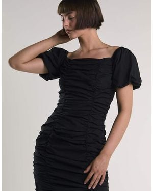 Glamorous Ruched Bardot Mini Dress - Black