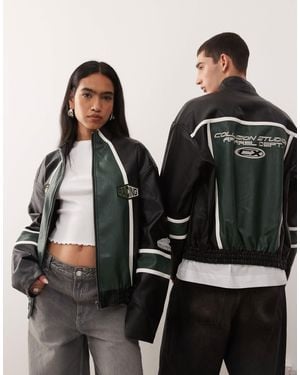 Collusion Blouson style motard unisexe à écussons - Noir