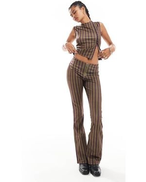 Basic Pleasure Mode Tabby Striped Bootcut Trouser Co-ord - White