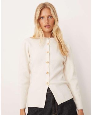 Glamorous Cardigan Aderente Color Crema Stretto - Neutro