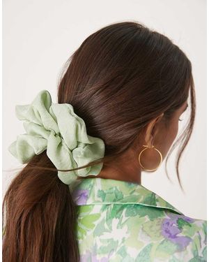 ASOS Oversized Scrunchie With Textured Satin - Green