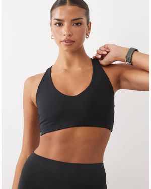 4505 Active V-neck Racer Back Medium Support Sports Bra - Black
