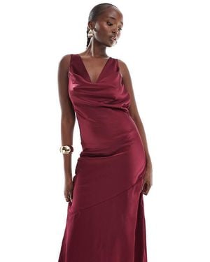 TFNC London Satin Cowl Back Maxi Dress - Red