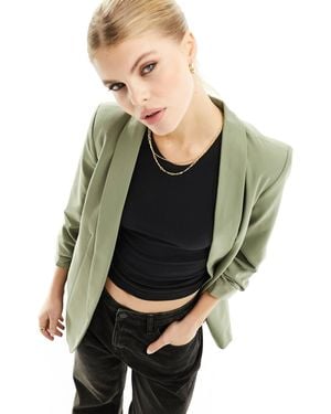 Pieces Ruched Sleeve Blazer - Black