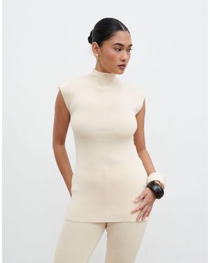 Pretty Lavish High Neck Sleeveless Knit Top - Black