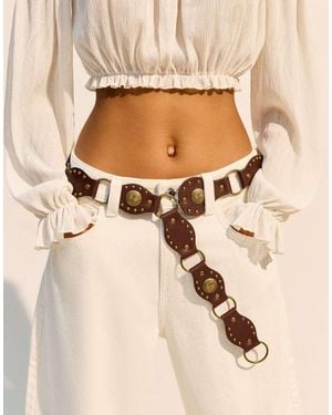 Bershka Belt With Rings - Natural