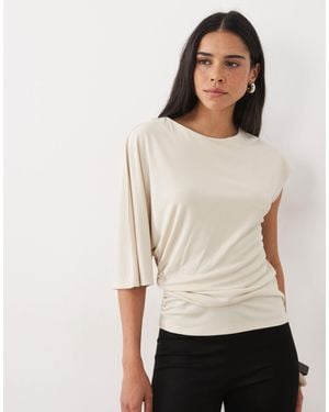 ASOS Modal One Shoulder With Gathering Top - Natural